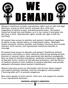Image of flier for 2016 action against defunding women's health clinics