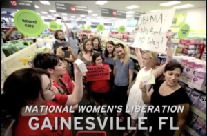 Image from video coverage of NWL morning-after pill protests in 2013