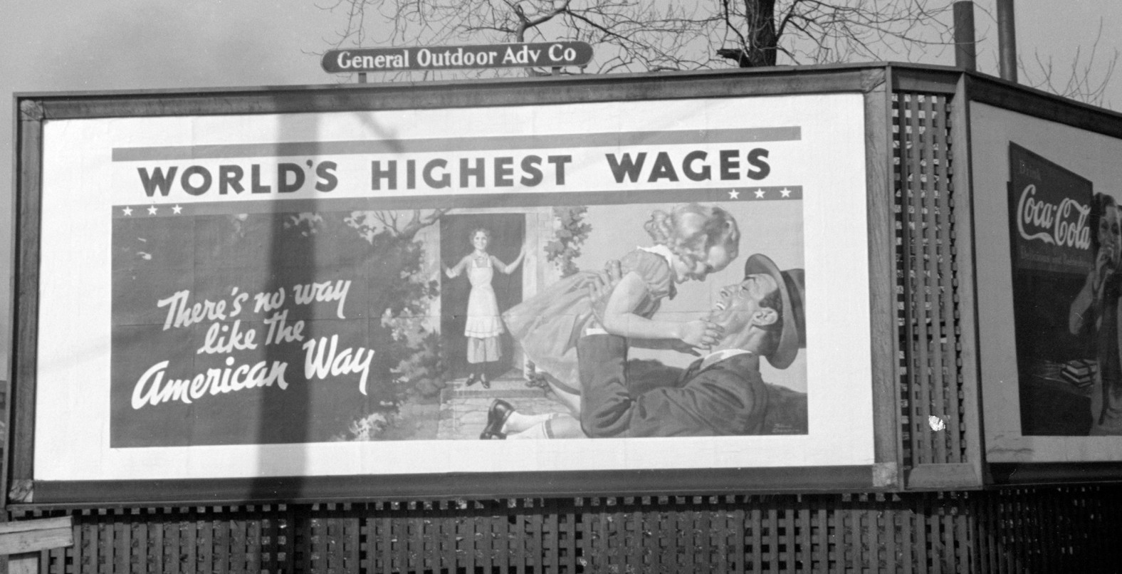 Billboard advertising America as having World's Highest Wages