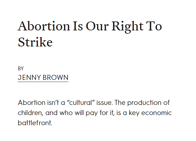 Article title: Abortion Is Our Right To Strike. By Jenny Brown. Click to read article.